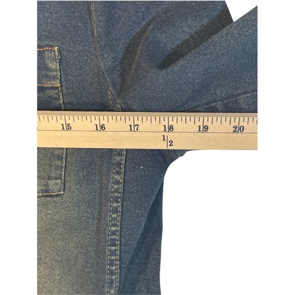 Company Ellen Tracy Button Up Mid Length Denim Coat Jean Jacket Blue Womens 6 - Picture 6 of 12